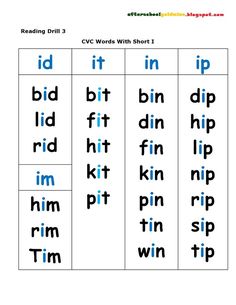 the worksheet for reading words with short i and small letters, which are in blue