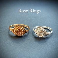 "DESCRIPTION: These rose rings are the perfect item to wear if you aspire to feel an abundance of love. If one symbol represents love, power, royalty, beauty, sensuality, and mysticism-it is the rose. Also known as \"the queen of flowers,\" the beautiful red color of the rose symbolizes passion and sacrifice. All rings are handmade with non-tarnish wire, and a lot of love :) SYMBOLISM OF THE ROSE:  -Love -Beauty -Romance -Courage   WHAT YOU RECIEVE:  -Assorted-colored, Wire-Wrapped, Tarnish-Resi Wire Rose Ring, Rose Rings, Friendship Flowers, Die Rose, Diy Beaded Rings, Wrapped Rings, Rose Ring, Wire Wrapped Rings, Hippie Jewelry