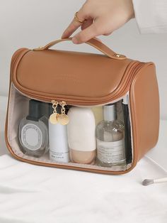 Sac Diy, Waterproof Bathroom, Brown Makeup, Toiletry Pouch, روتين العناية بالبشرة, Makeup Bags Travel, Travel Cosmetic Bags, Portable Travel, Cute Bags