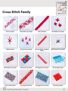 the cross stitch family is featured in this page, which shows how to use different stitches