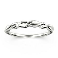 a white gold wedding ring with an intertwined design