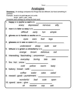 an english worksheet with the words ananoides and other words on it