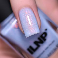 Rainshower - Pastel Periwinkle Blue Shimmer Nail Polish by ILNP Ongles Baby Blue, Pastel Periwinkle, Periwinkle Nails, Nail Art Bleu, Baby Blue Nails, Blue Nail Art