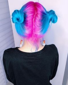 Blue And Pink Hair, Hair Mascara, Split Dyed Hair, Split Hair, Temporary Hair Color, Natural Hair Community, Love Your Hair