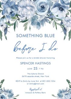 Something Blue Before I Do Floral Bridal Shower Invitation | Zazzle