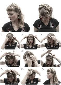 How To Hair - DIY Hair Resource From How To Hair Girl | DIY Hair Friday. 4 Holiday ready 1940's inspired hairstyles. Retro Updo, 40s Hairstyles, Inspired Hairstyles, Vintage Hairstyles Tutorial, 15 Makeup, Pinup Hair, 50s Hairstyles, 1940s Hairstyles, Rockabilly Hair