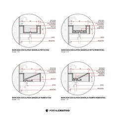 three diagrams showing the different parts of a sink