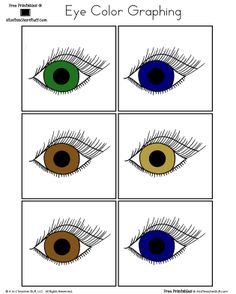 four different colored eyes with the words eye color graphing