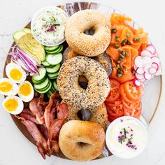 an assortment of food on a plate with dressing