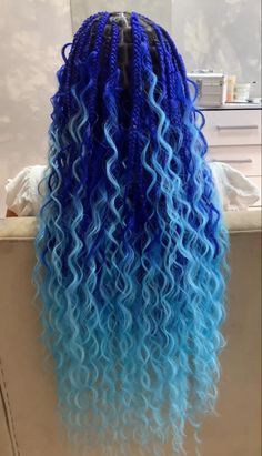 Blue Goddess Braids, Blue Braids For Black Women, Black And Blue Braids, Blue Hair Braids, Blue And Black Braids, Black Braids Hairstyles, Braids Blue, Braids Hairstyles Ideas