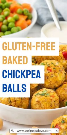 gluten - free baked chickpea balls in a white bowl