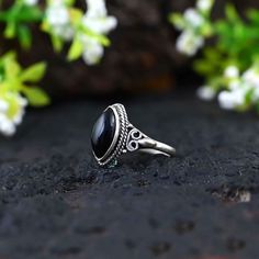 ♥   ♥ Description ♥ - Natural Black Onyx Ring-Handmade Silver Ring-925 Sterling Silver Ring-Black Onyx Designer Ring-Gift for her-December Birthstone-Promise Ring ♥   ♥ D E T A I L S ♥  ♥ Metal: - 925 Sterling Silver ♥ Gemstone: -Black Onyx ♥ Stone Size:-6x12MM  ♥  Ring Weight:-5 GM ♥   ♥Please make sure  include the correct address during before order. ♥You can return item with in 10 days after successful delivery. ♥We offer 100% Money back guarantee if you not satisfied with your purchase ♥Our Birthstone Promise Rings, Black Onyx Stone, Black Onyx Ring, Birthstone, December Birthstone, Onyx Ring, Onyx Stone, Silver Rings Handmade, Black Rings