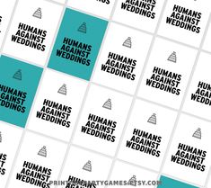 the logo for humans against weddings is shown in black and white on blue squares