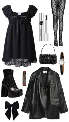 Summer Vampire Aesthetic, Romantic Punk Fashion, Black And Silver Concert Outfit, Feminine Black Outfit, Bartender Outfit Female Club, Alt Fashion Summer, The Craft Inspired Outfits, Pierce The Veil Concert Outfit, Short Black Skirt Outfit