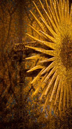 an abstract image of a sunflower in yellow and blue