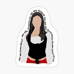 a woman with long black hair and red shorts sticker