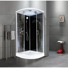 Lavish 35-1/2 in. x 35-1/2 in. x 86 in. Corner Drain Corner Shower Stall Kit in Black with Easy Fit Drain - Super Arbor Round Shower Enclosure, Corner Shower Stalls, Shower Stall Kits, Corner Shower Kits, Bathtub Enclosures, Royal Home, Framed Shower Door, Frameless Shower Enclosures, Shower Cabin