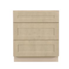 a beige cabinet with three drawers on the bottom and one drawer in the middle, against a white background