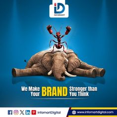 an elephant laying down with antlers on it's back and the words, we make brand strong than you think