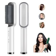 PRICES MAY VARY. 【 Heat Brush Hair Straightener 】- With 5 temperature settings, straightening brush can meet various styling needs for different hair types. Also, it can heat up fast in 10 seconds, no more time wasting in your morning rush. 【 Negative Ion Hair Straightener 】- Hair straightening brush with ceramic even heat technology and negative iron generators, can heat up quickly and provide uniform heat distribution, more hair can be covered and heated evenly in one pass,make your hair smoot Dyson Air Wrap Nordstrom, Hair Straightener Comb, Hair Straightening Brush, Hair Straightener Brush, Straightener Brush, Straightening Comb, Frizz Free Hair, Different Hair Types, Hair Brush Straightener