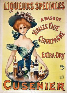 an old poster advertising liquors in france