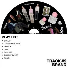 the back cover of track 2 brand's playlist, which features images of models