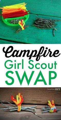 the campfire girl scout's scout swap is on display in this collage