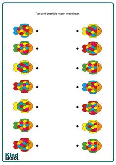 the matching game for children to learn how to find which fish is in each row