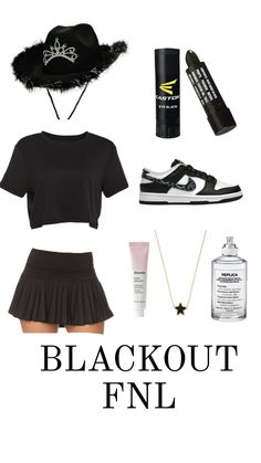 Cute Black Out Football Game Outfits, Football Theme Outfit Ideas, Blackout Outfit Spirit Week, Galaxy Themed Outfits, Black Out Outfits For Football Games, Whiteout Football Theme Outfit, Blackout Football Game Theme Outfit