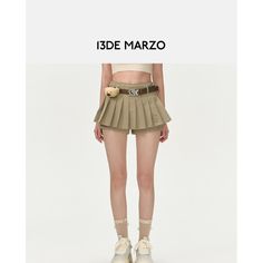 13De Marzo High Waist Belt Pleated Skirt Shorts Khaki Size Chart ( in CM ) Waist Hip Length S 67 81 27.5 M 71 85 28 L 75 89 28.5 Spring Khaki Pleated Skirt, High Waist Khaki Skirt For Spring, Khaki Mini Length Bottoms For Spring, Summer Pleated Khaki Skirt, Trendy High Waist Khaki Skirt, High Waist Khaki Mini Skirt For Spring, High Waist Pleated Skirt With Belt Loops For Spring, Khaki Skort For Spring, Spring Short Pleated Skirt With Belt Loops