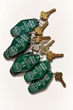 several keys are attached to each other on a key chain