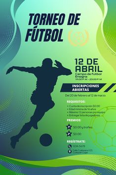 a poster for a soccer match with a silhouette of a man kicking a ball in the air