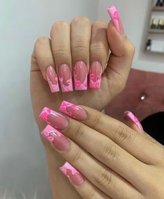 Baddie Pink Nails, Baddie Nails Acrylic, Nails Acrylic Pink, Nails Simple Summer, Summer Nails Simple, Simple Summer Nails, Pink Baddie, Orange Acrylic Nails