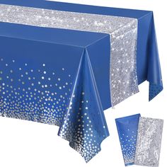 PRICES MAY VARY. 100% Peva What you will get: the package includes 1 piece confetti dot plastic tablecloth and 1 piece sequin table runner, several colors for you to choose, specific color as the picture shown, nice combination for you to use in daily life or important occasions Shiny design: the blue and sliver rectangle table cloth is designed with a blue background and printed with foil polka dot, and the other confetti table runner adopts glittery sequin, delicate and attractive, which can a Diamonds And Denim Party, Glitter Decorations, Picnic Party Decorations, Spring Tablecloths, Sparkle Decorations, Confetti Table, Denim Party, Cloth Table Covers, Sequin Table Runner