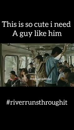 people are riding on a bus with the caption'this is so cute i need a guy like him '