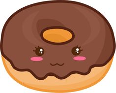 a cartoon donut with chocolate icing and sprinkles on it's face