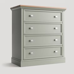 an image of a chest of drawers on a grey background with clippings for text