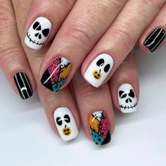 Halloween Press on Nails all fake nails, press on nails, nail kits are made of environ-mentally friendly acrylic resin material, which is non-toxic, tasteless and environmentally friendly, won\u2019t hurt your hands.Get salon-like nails in 5 mins! What You Will Get:A box contains 24 fake nails, a nail file and 24 jelly glues,an orange wood stick, a set of cleaning cotton,the fake nails are divided into 12 different sizes.The soft elastic and seamless cuticle line conforms perfectly to the nail bed.Nail art stickers in various sizes, convenient for you to choose the nail tips that suits your nails. Wear It for Days on End - You DecideIf you want to get more than 14 days long lasting, we recommend using nail glue and adhesive tabs together. If you want to change the design weekly, only using Nagellack Trends, Halloween Press On Nails, Nails For Women, Nail Swag, Halloween Nail Designs, Halloween Nail Art, Nailed It, Stick On Nails, Nails Short