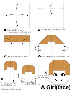 how to make an origami girl face with the instructions for making it out of paper