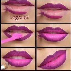 Ombré Lipstick, Ombre Lipstick, Lip Tutorial, Lipstick Tutorial, Lip Makeup Tutorial, Ombre Lips, Natural Make Up, Perfect Lips