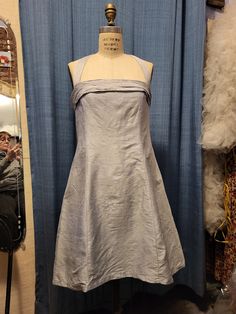 Light gray blue halter dupioni  silk. Size 12 . Measurements bust 36",waist 36", hips 40". Dupioni Silk Dress, Dupioni Silk, Dress Clothes For Women, Blue Grey, Light Grey, Favorite Outfit, Dress Outfits, Silk, Bathing Beauties