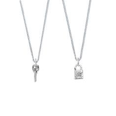 Lock & Key BFF Necklace SET - Silver Mall Sketches, Friendship Necklaces Lock And Key, Sterling Silver Lock Necklace, Nickel-free Sterling Silver Charm Necklace For Friendship, Lock And Key Necklace, 2pcs Lock Charm & Necklace, Matching Pendants, Bff Necklace, Bff Necklaces