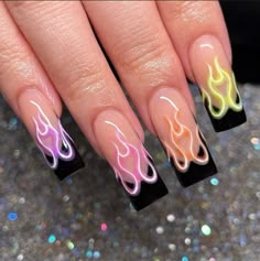 Elemental Nails, Gel Nail Designs 2024, Rave Nails Designs, Rave Nails, Paznokcie Hello Kitty, Fake Nails Designs, Punk Nails, Girly Acrylic Nails, Acrylic Nails Coffin Short