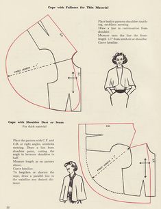 an old fashion sewing pattern for a woman's jacket and tie, with instructions on how to sew