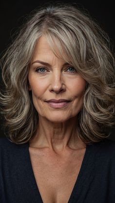 A sophisticated hairstyle for women over 50 with graceful layers and subtle waves. Butterfly Haircut, Professional Hair Tools, Perfect Hairstyle, Hair Styling Tools, Hair Styler, Side Bangs, Going Gray