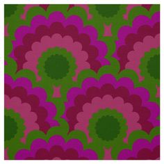 pink and green flowers with leaves in the center on a purple background canvas wall art print