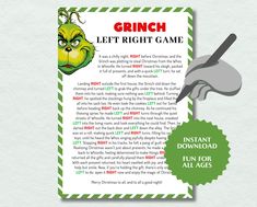 grinch let's right game - instant christmas fun for all ages printable