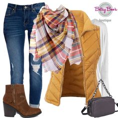 Fall Vest Outfits, Plaid Blanket Scarf, Plaid Blanket, Cute Fall Outfits, Vest Outfits, Blanket Scarf, Clothing Hacks, Fall Fashion Outfits, Casual Fall Outfits