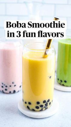 boba smoothie in 3 fun flavors