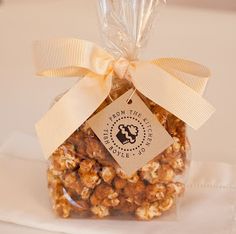 a bag filled with nuts sitting on top of a table